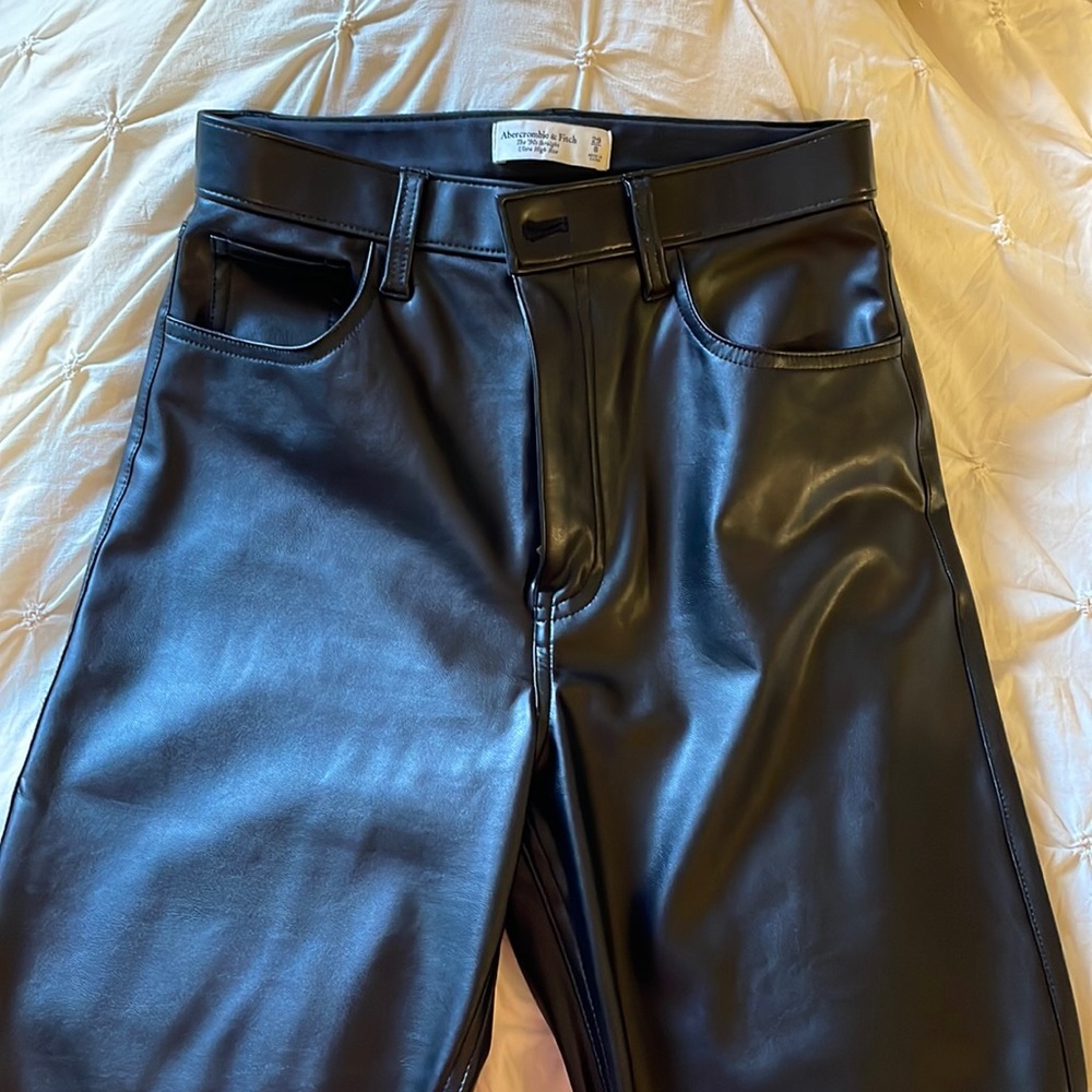 Abercrombie Faux Leather Pants - Black